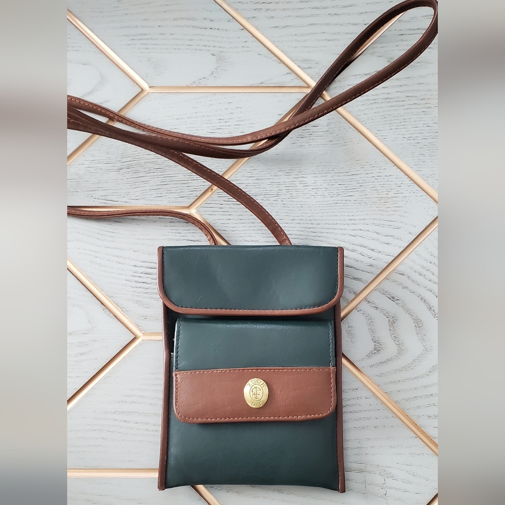 Vintage J.G. Hook Elegant Green and Brown Crosdbody Small Bag With Wallet Inside